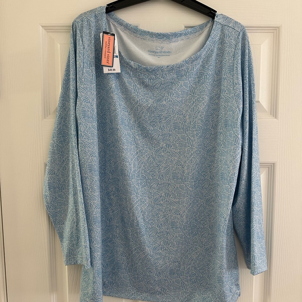 Vineyard Vines Blue Long  3/4 length Sleeve Top NWT
